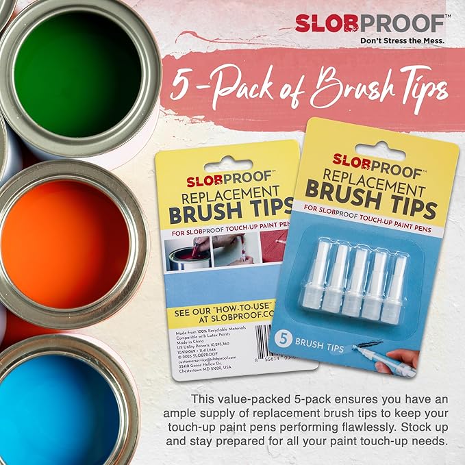 Value-packed 5-pack ensures you have an amply supply of replacement brush tips to keep your touch-up paint pens performing flawlessly. Stock up and stay prepared for all your paint touch-up needs.