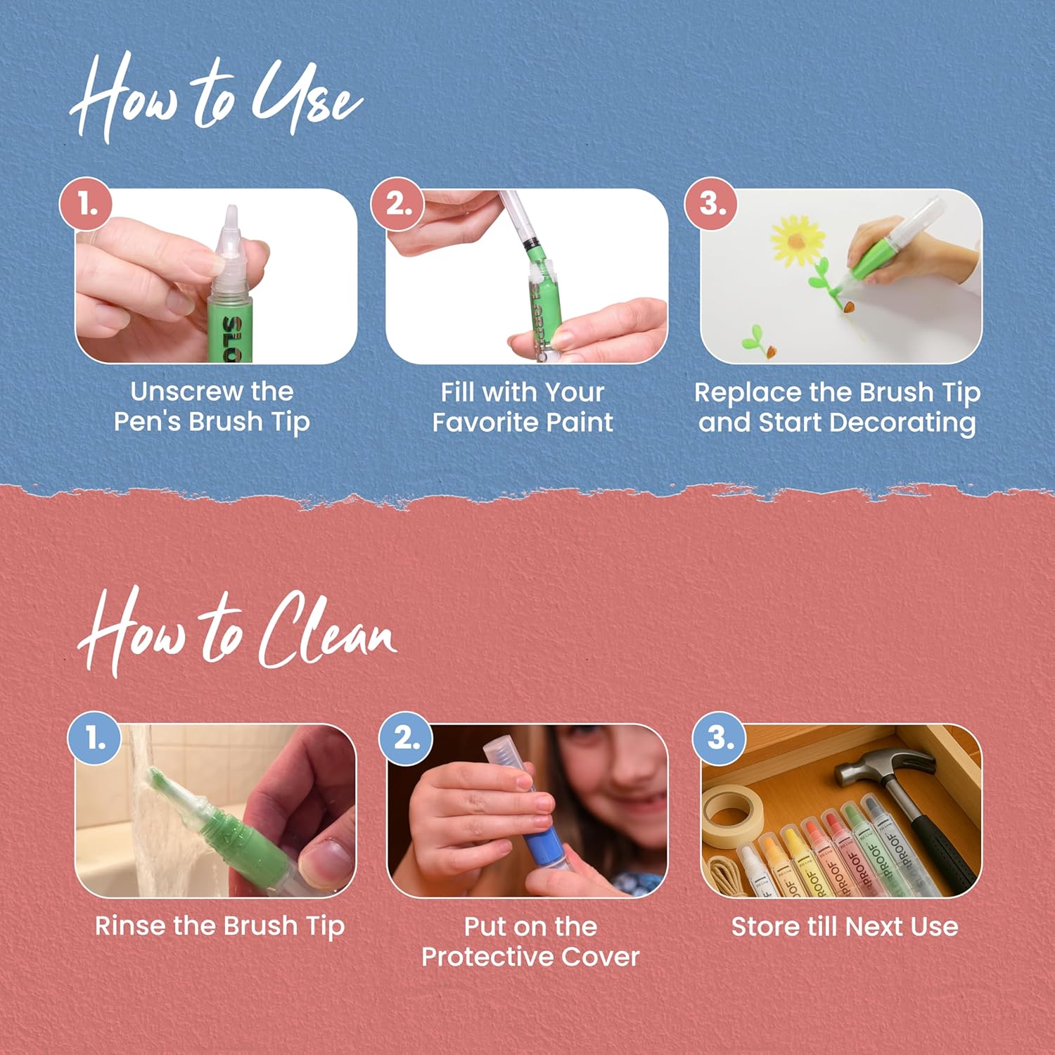 Instructions for How to Use Slobproof Paint It! Decorating Pens. Instructions for How to Clean Slobproof Paint It! Decorating Pens.
